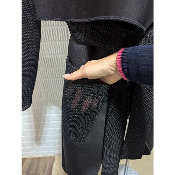 Caramel by Rosa & Rose Women's Black Solid Long-Sleeve Tie-Belt Net Trim Jacket - Picture 8 of 10